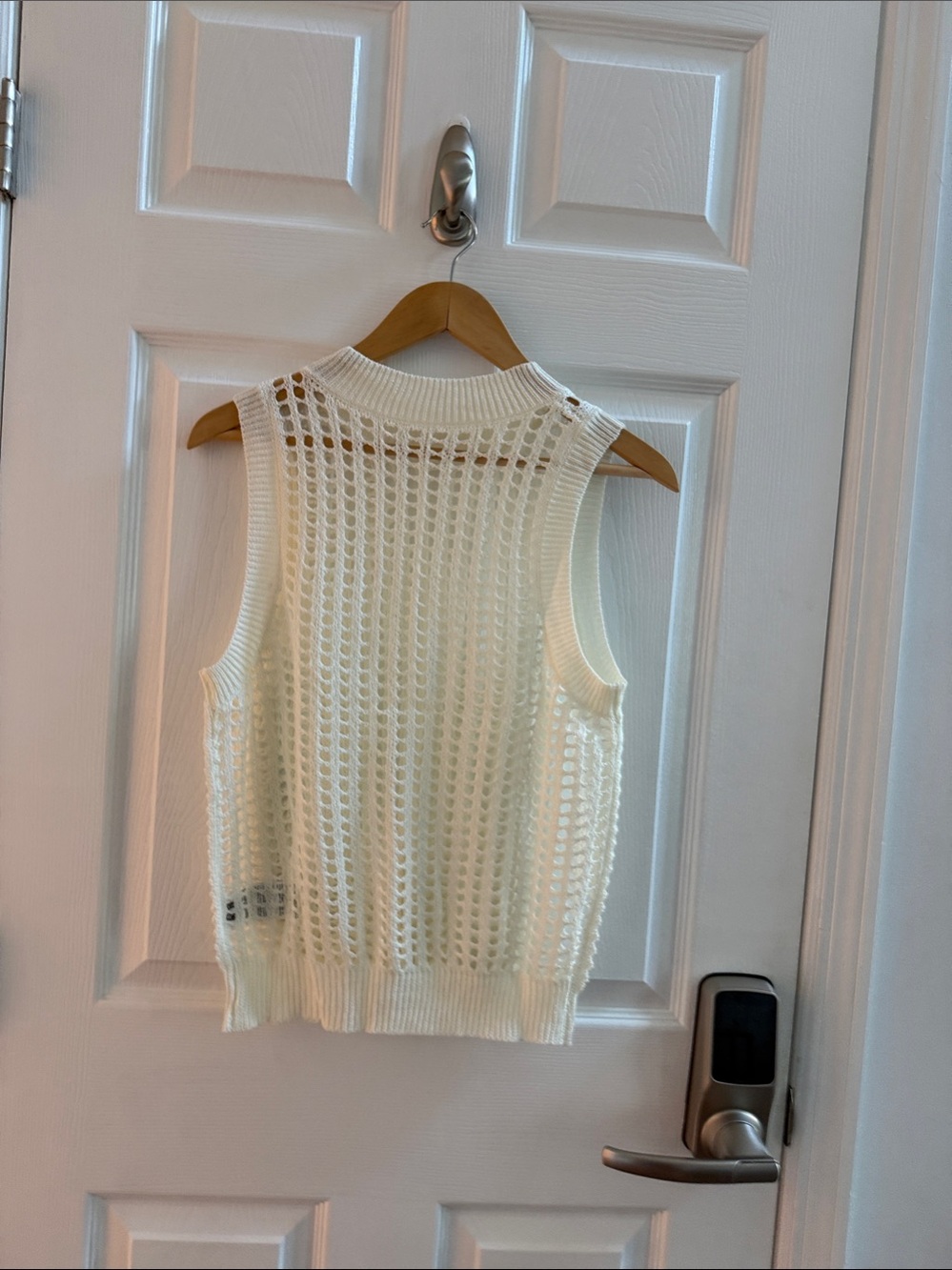 Sleeveless Open-Knit Cream Sweater Vest